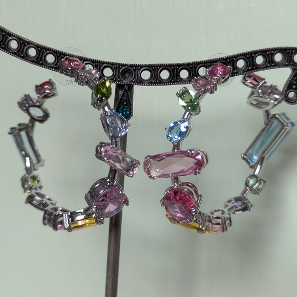 Swarovski Gema Colorful Mixed Cut Hoop Earrings - Picture 14 of 15